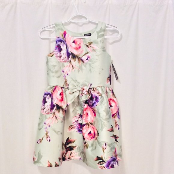 ZUNIE Girls' Special Occasion Dress (Mint Floral) - Picture 1 of 5